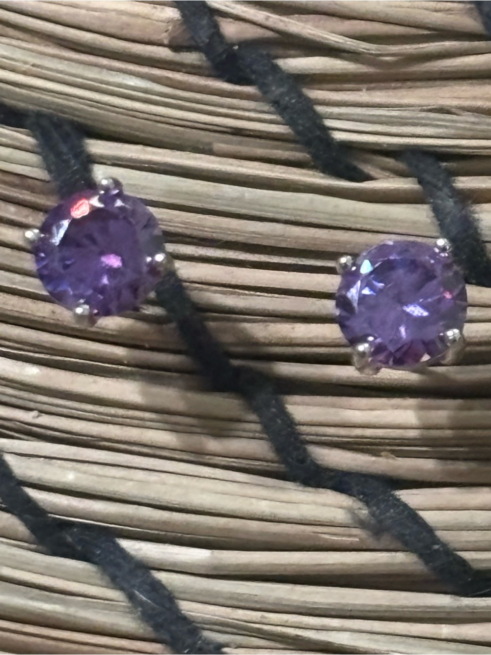 Purple Crystal Stud Earrings - Unbranded